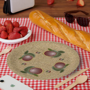 Textured Dimensional Apples Pattern Paper Plate
