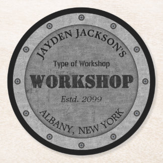 Textured Effect Shop Workshop Shed Man Cave Round Paper Coaster