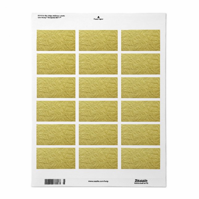 Textured Faux Gold Foil Background Label (Full Sheet)