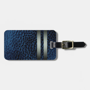 Textured Faux Leather Blue Rich Smoke Style Design Luggage Tag