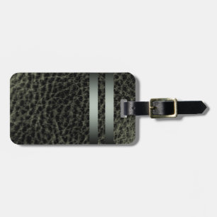 Textured Faux Leather Grey Smoke Style Design Luggage Tag