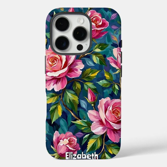 Textured Floral Painting with Pink Roses Case-Mate iPhone Case (Back)