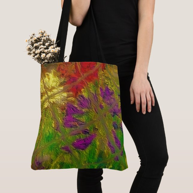 "Textured Florals" (large) Shoulder Tote (Close Up)