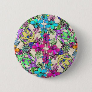 Textured Flower Art 6 Cm Round Badge