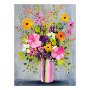 Textured Flowers in a Vase Photo Print