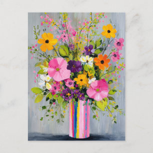 Textured Flowers in a Vase Postcard