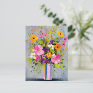 Textured Flowers in a Vase Postcard