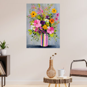 Textured Flowers in a Vase Poster