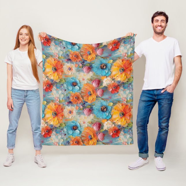 Textured Flowers Pattern Fleece Blanket (In Situ)
