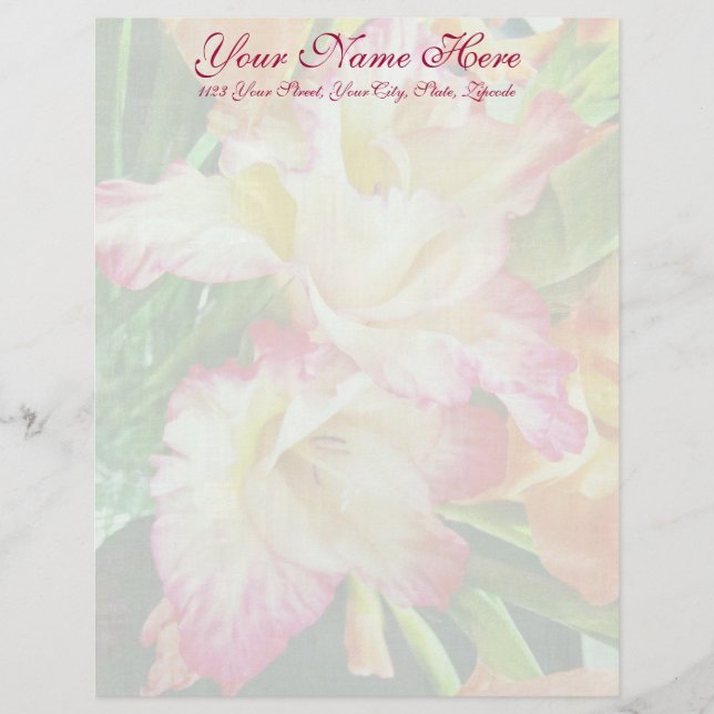 Textured Gladiola Custom Letterhead (Front)