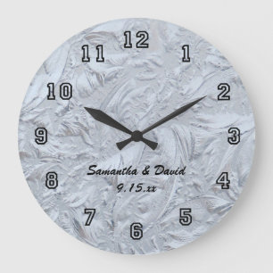 Textured Glass Personalised Wedding Large Clock