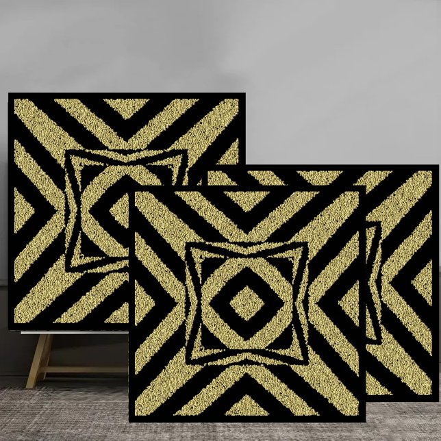 Textured Gold Geometric Chevron Pattern Ceramic Tile (Creator Uploaded)
