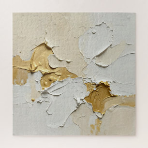 Textured Gold Impasto Abstract Neutral Jigsaw Puzzle