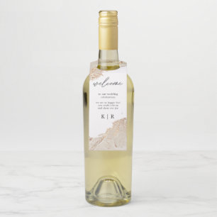 Textured Gold Wedding Bottle Hanger Tags