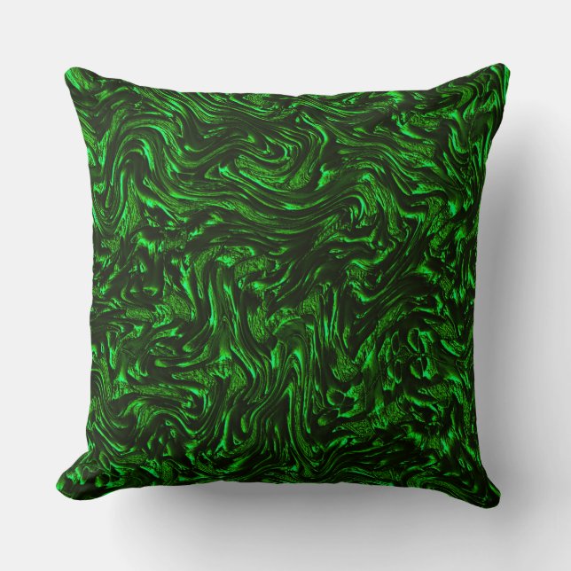 Textured grain metallic green  cushion (Front)