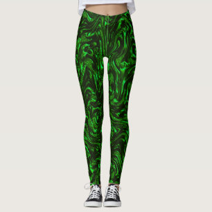 Textured grain metallic green leggings