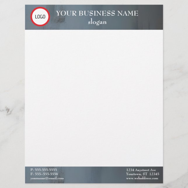 Textured Grey Banners Custom Letterhead (Front)