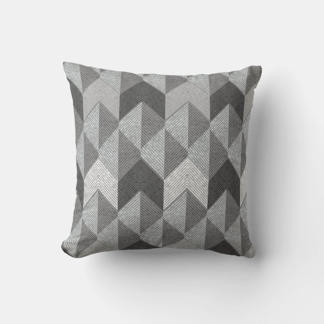 Textured grey geometric. cushion (Front)