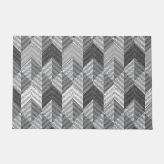 Textured grey geometric.  doormat (Front)
