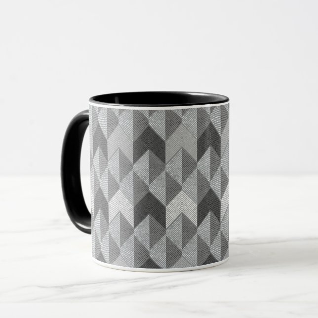 Textured grey geometric. mug (Front Left)