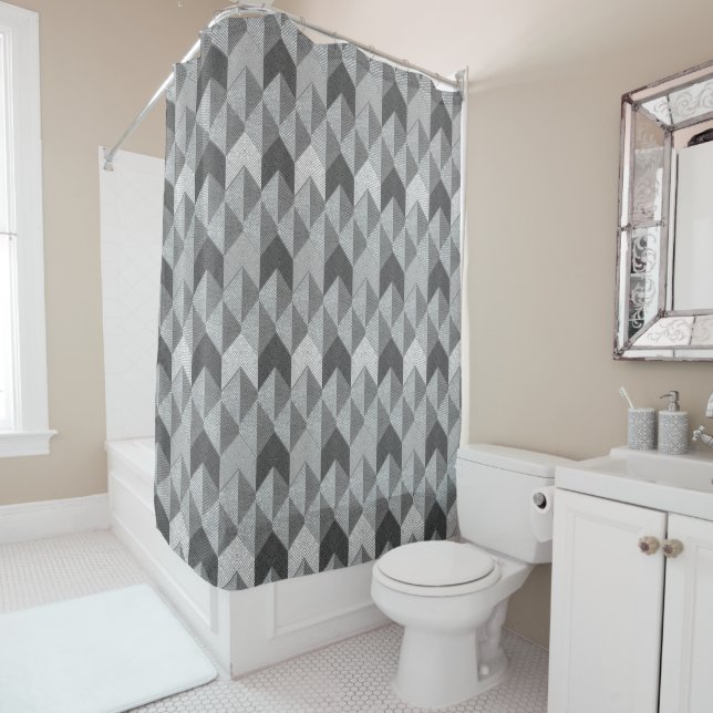 Textured grey geometric.  shower curtain (In Situ)
