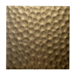 Textured Hammered Metal Bubbles Gold Ceramic Tile