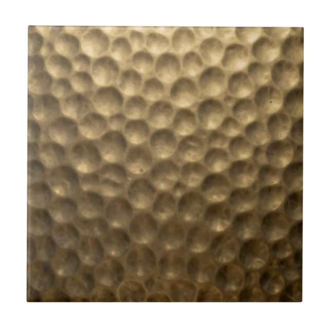 Textured Hammered Metal Bubbles Gold Ceramic Tile (Front)