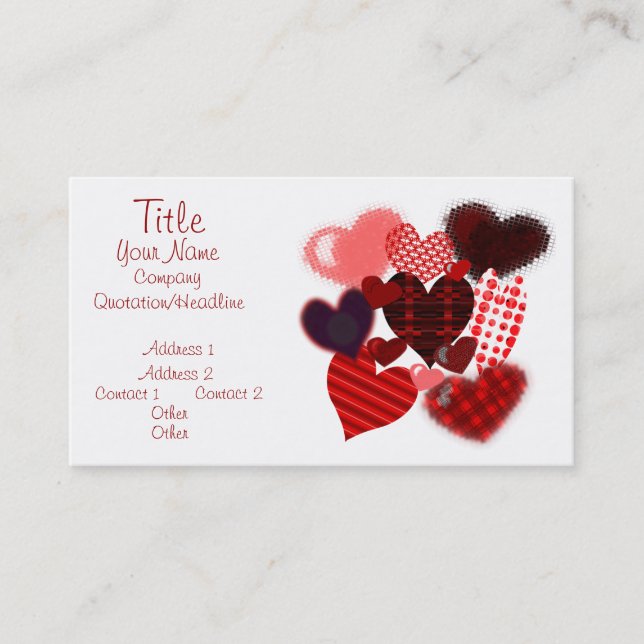 Textured Heart Collage Business Card (Front)