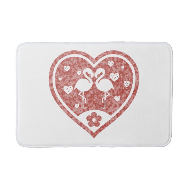 Textured Heart Flamingo Love Bath Mat (Front)