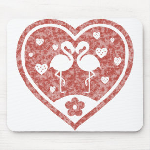 Textured Heart Flamingo Love Mouse Pad