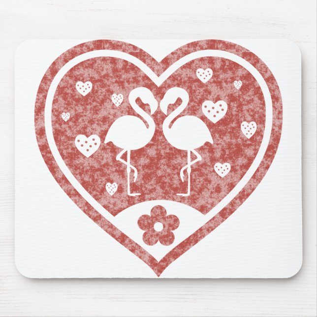 Textured Heart Flamingo Love Mouse Pad (Front)