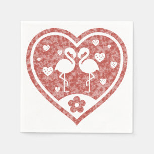 Textured Heart Flamingo Love Napkin