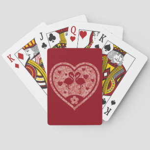 Textured Heart Flamingo Love Playing Cards