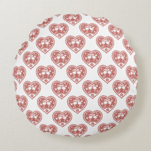 Textured Heart Flamingo Love Round Cushion