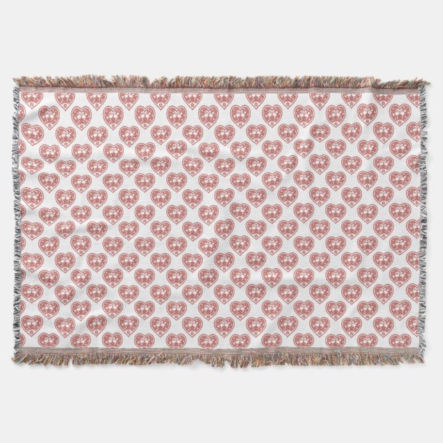 Textured Heart Flamingo Love Throw Blanket (Front)