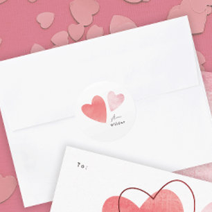 Textured Hearts Classroom Valentine Card Classic Round Sticker