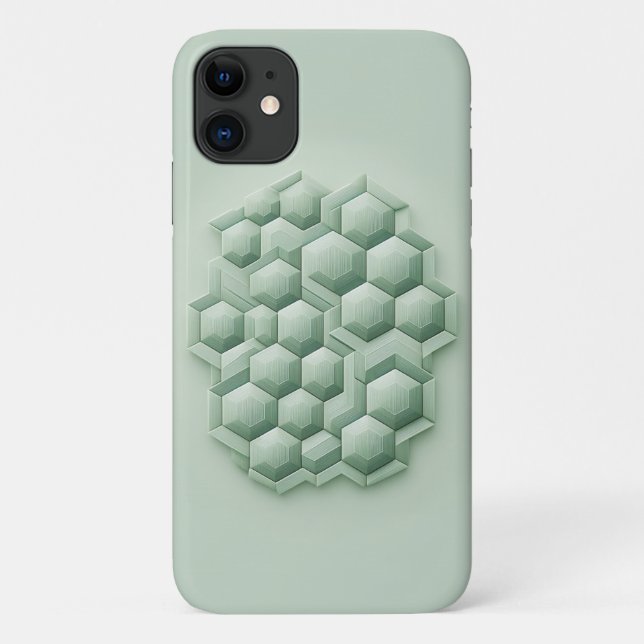 Textured Hexagons, Geometric Phone Case, Mint Gree Case-Mate iPhone Case (Back)