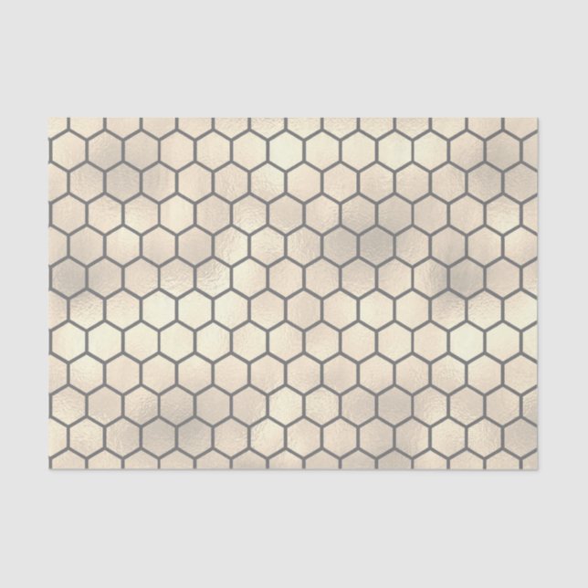 Textured Honeycomb Pattern on Pale Yellow Gold Tissue Paper (Front)