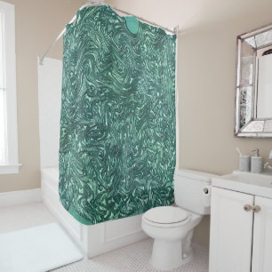 Textured jade and cyanish green shades shower curtain