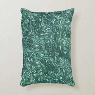 Textured jade and greenish cyan shades decorative cushion