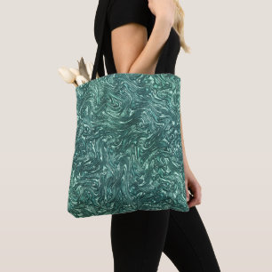 Textured jade and greenish cyan shades tote bag