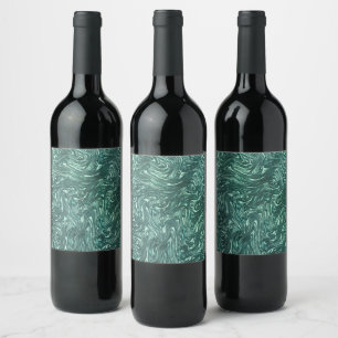 Textured jade and greenish cyan shades wine label