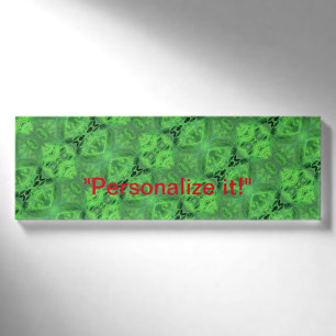 Textured jungle green tiled and mirrored name tag
