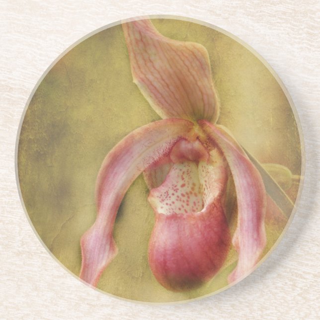 Textured Lady Slipper Orchid Coaster (Front)