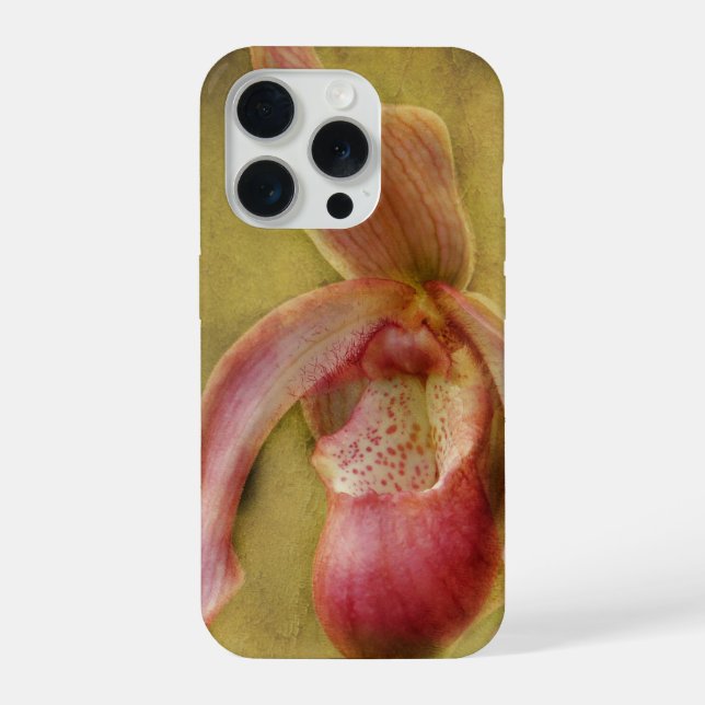 Textured Lady Slipper Orchid iPhone Case (Back)