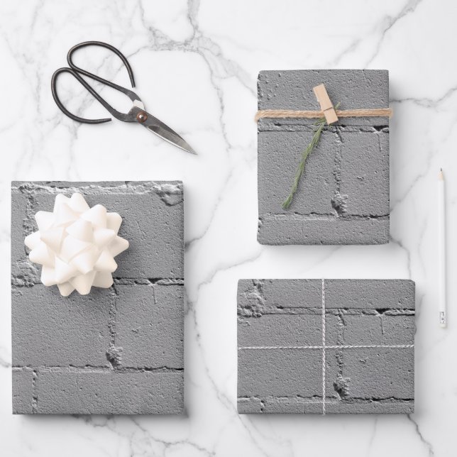 Textured Large Concrete Block Wall Wrapping Paper Sheet (Front)