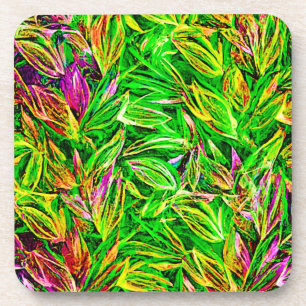 Textured Leaf Garden Art Coaster