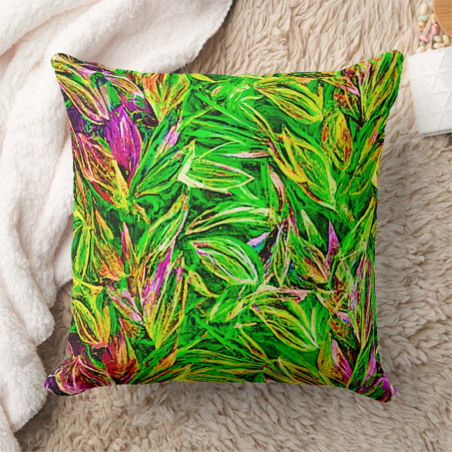Textured Leaf Garden Art Cushion (Blanket)