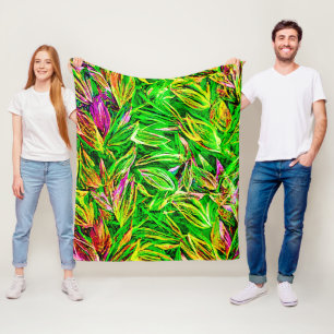 Textured Leaf Garden Art Fleece Blanket