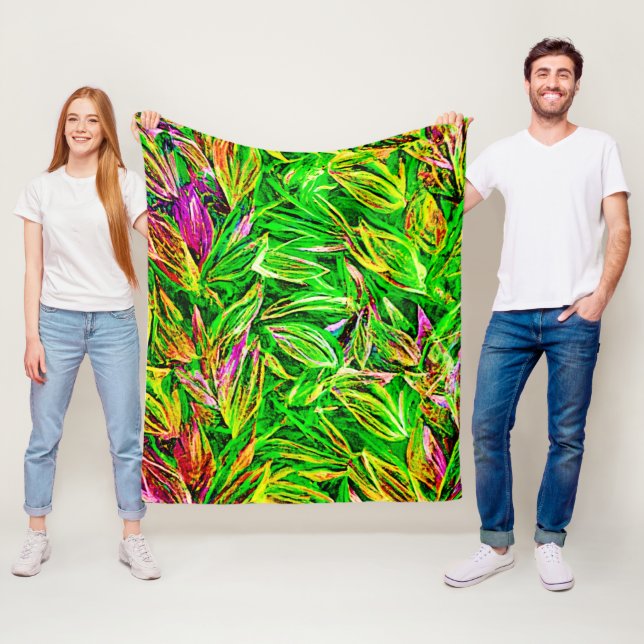 Textured Leaf Garden Art Fleece Blanket (In Situ)